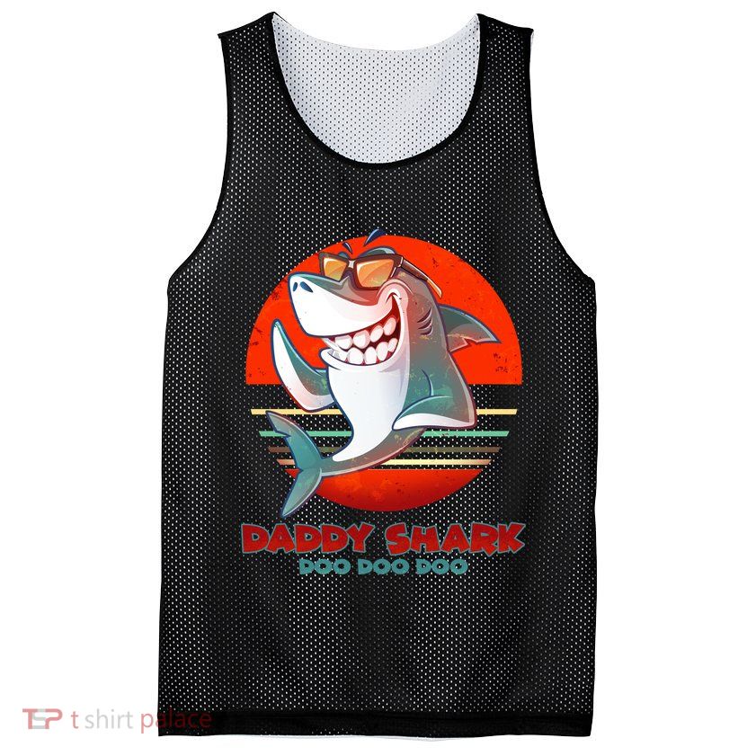 Retro Daddy Shark Doo Doo Doo Mesh Reversible Basketball Jersey Tank