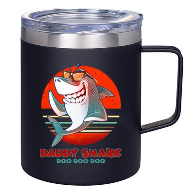 Retro Daddy Shark Doo Doo Doo 12oz Stainless Steel Coffee Mug