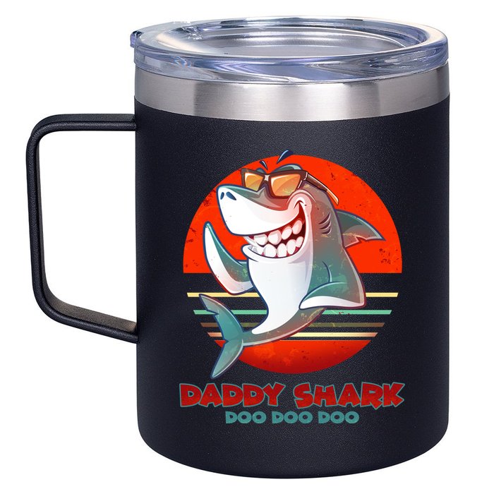 Retro Daddy Shark Doo Doo Doo 12oz Stainless Steel Coffee Mug