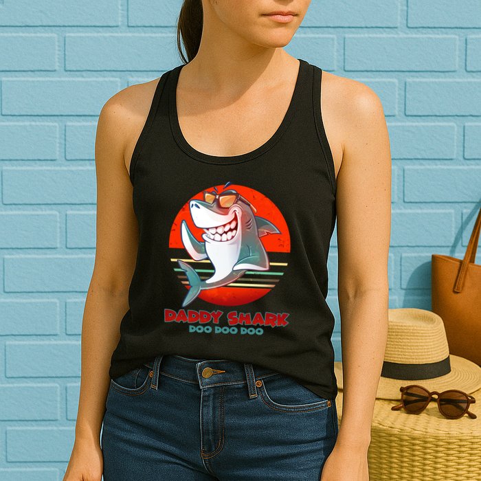 Retro Daddy Shark Doo Doo Doo Womens Tank Top