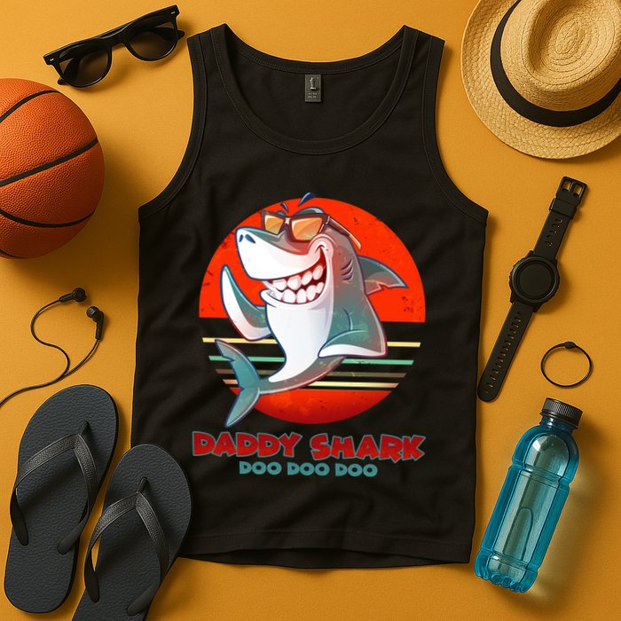 Retro Daddy Shark Doo Doo Doo Tank Top