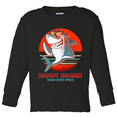 Retro Daddy Shark Doo Doo Doo Toddler Long Sleeve Shirt