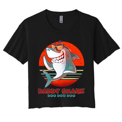 Retro Daddy Shark Doo Doo Doo Crop Top