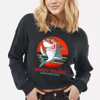 Retro Daddy Shark Doo Doo Doo Cropped Pullover Crew