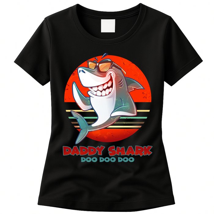 Retro Daddy Shark Doo Doo Doo Womens T-Shirt