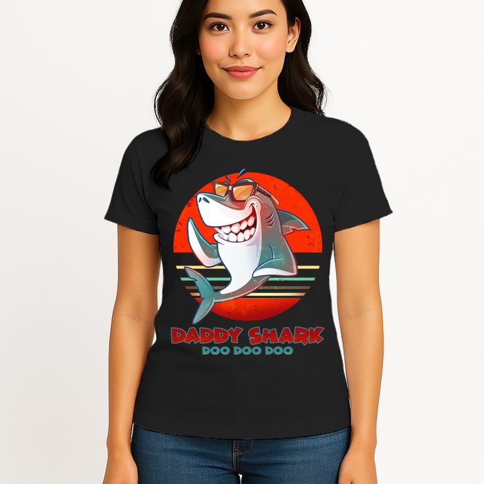 Retro Daddy Shark Doo Doo Doo Womens T-Shirt