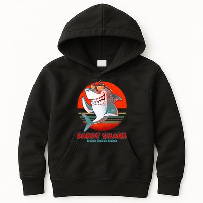 Retro Daddy Shark Doo Doo Doo Kids Hoodie