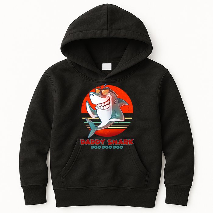 Retro Daddy Shark Doo Doo Doo Kids Hoodie