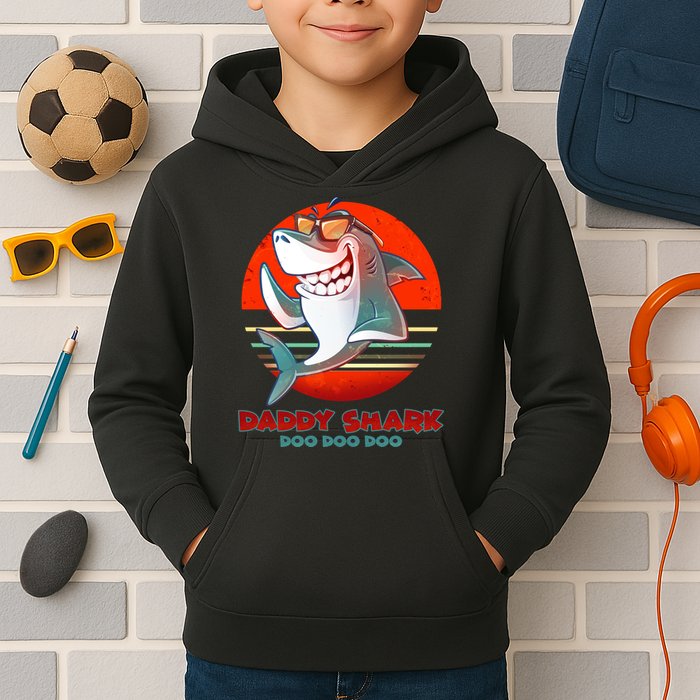 Retro Daddy Shark Doo Doo Doo Kids Hoodie