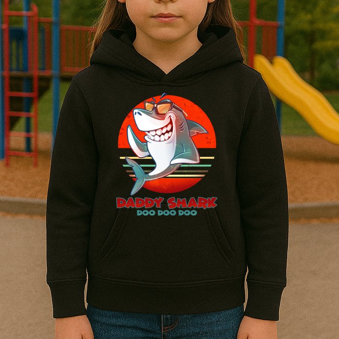 Retro Daddy Shark Doo Doo Doo Kids Hoodie