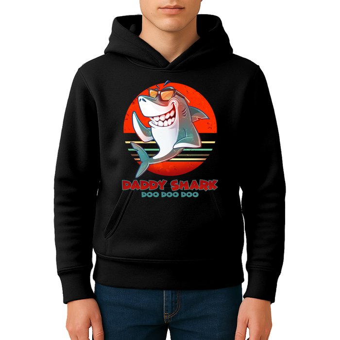 Retro Daddy Shark Doo Doo Doo Kids Hoodie