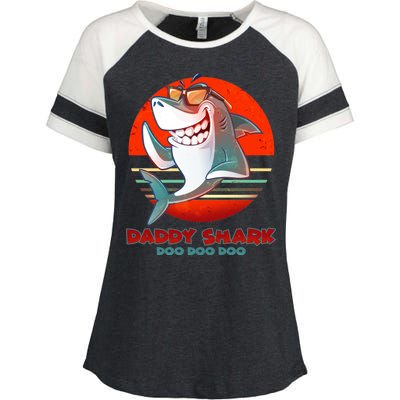 Retro Daddy Shark Doo Doo Doo Enza Ladies Jersey Colorblock Tee