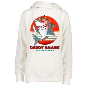 Retro Daddy Shark Doo Doo Doo Womens Funnel Neck Pullover Hood