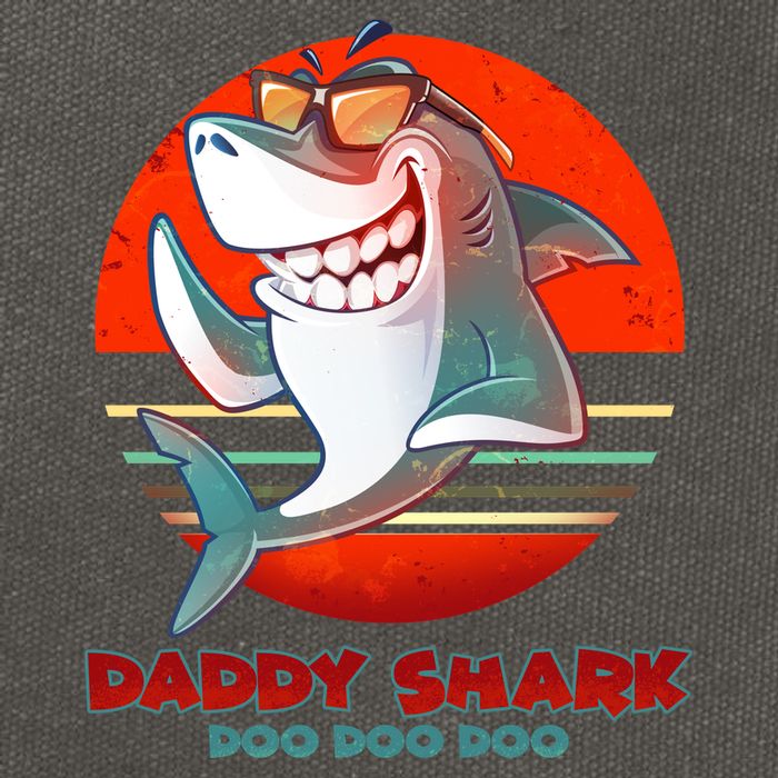 Retro Daddy Shark Doo Doo Doo Cotton Canvas Backpack