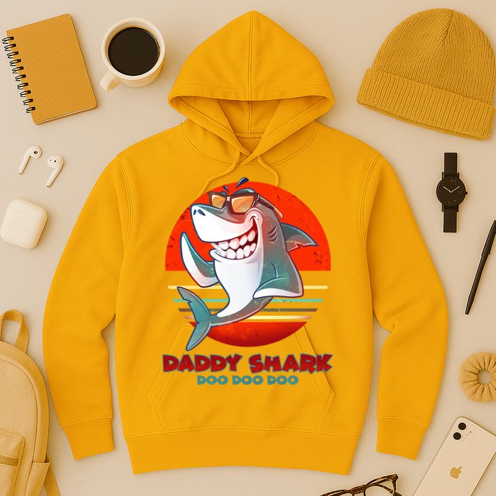 Retro Daddy Shark Doo Doo Doo Hoodie