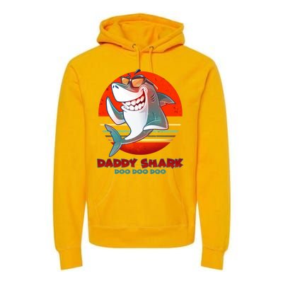 Retro Daddy Shark Doo Doo Doo Premium Hoodie