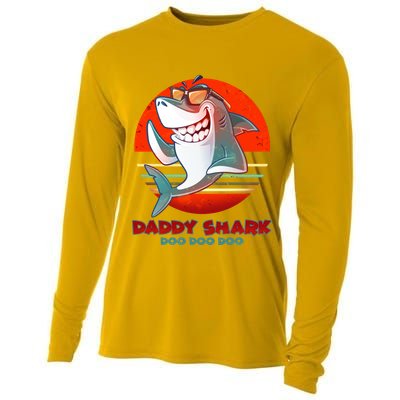 Retro Daddy Shark Doo Doo Doo Cooling Performance Long Sleeve Crew