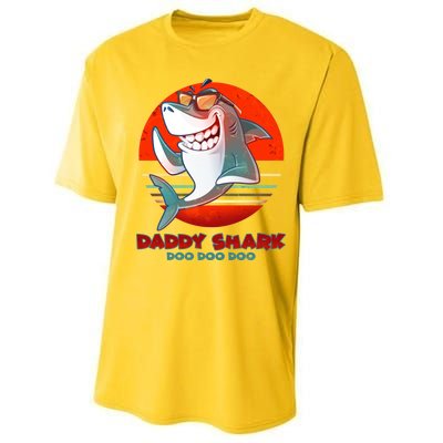 Retro Daddy Shark Doo Doo Doo Performance Sprint T-Shirt