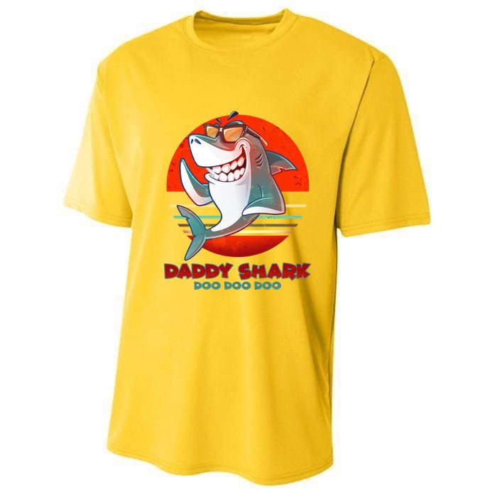 Retro Daddy Shark Doo Doo Doo Youth Performance Sprint T-Shirt