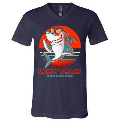 Retro Daddy Shark Doo Doo Doo V-Neck T-Shirt