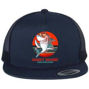 Retro Daddy Shark Doo Doo Doo Flat Bill Trucker Hat