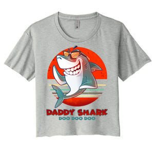 Retro Daddy Shark Doo Doo Doo Women's Crop Top Tee