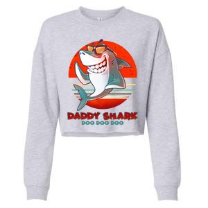 Retro Daddy Shark Doo Doo Doo Cropped Pullover Crew