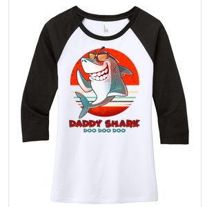 Retro Daddy Shark Doo Doo Doo Women's Tri-Blend 3/4-Sleeve Raglan Shirt