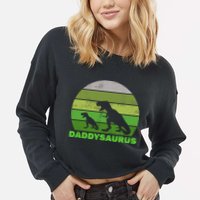 Retro Daddysaurus  Cropped Pullover Crew