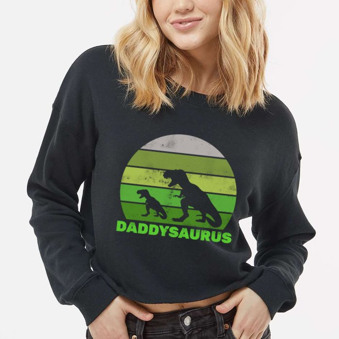 Retro Daddysaurus  Cropped Pullover Crew