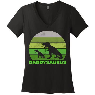 Retro Daddysaurus  Women's V-Neck T-Shirt
