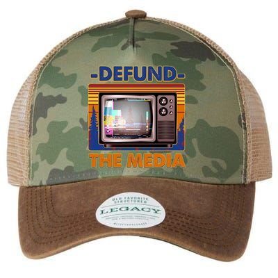 Retro Defund the Media Vintage TV Set Legacy Tie Dye Trucker Hat