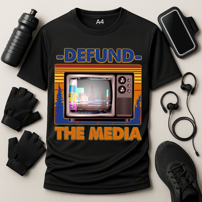 Retro Defund the Media Vintage TV Set Performance Shirt