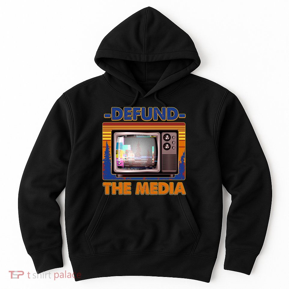 Retro Defund the Media Vintage TV Set Hoodie
