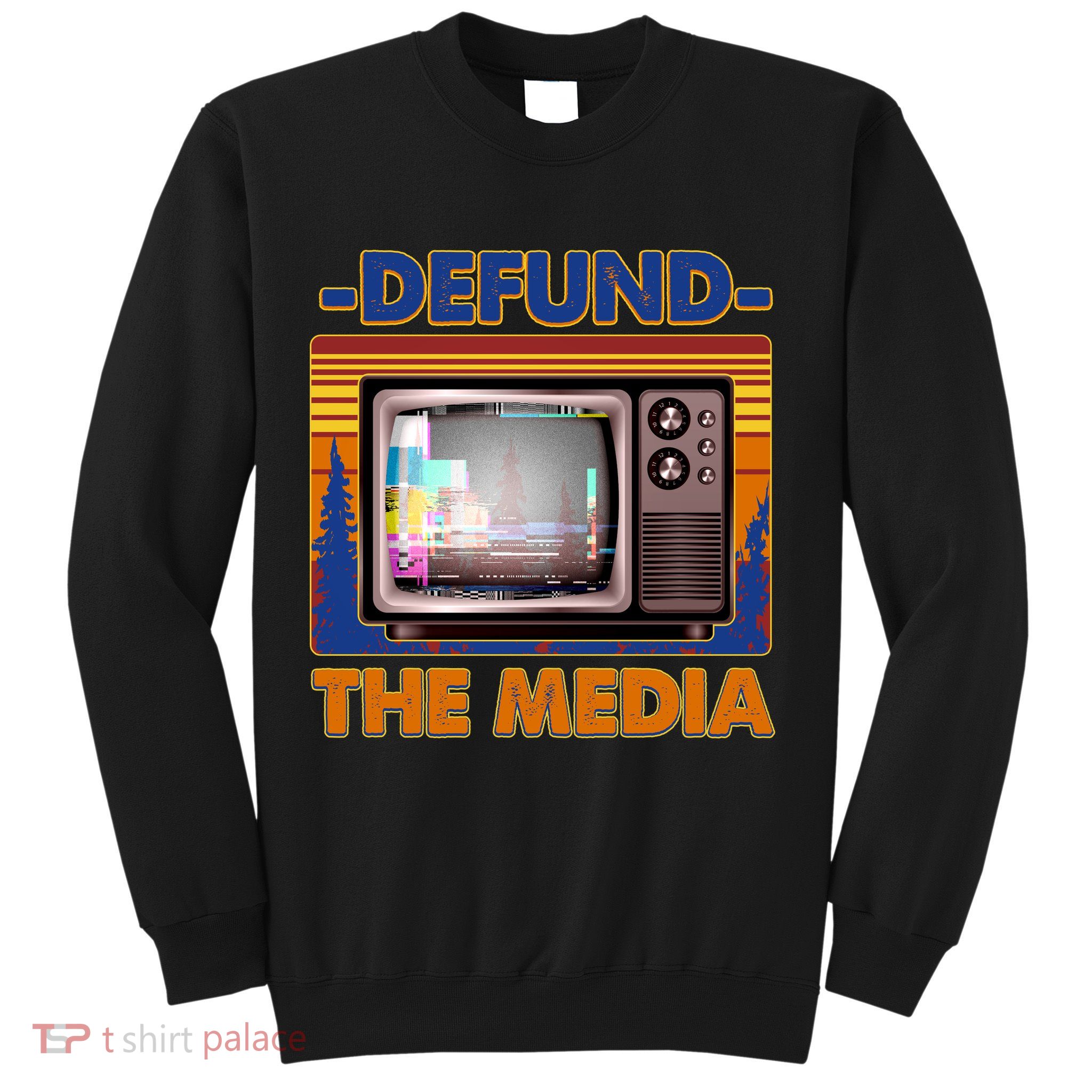 Retro Defund the Media Vintage TV Set Sweatshirt