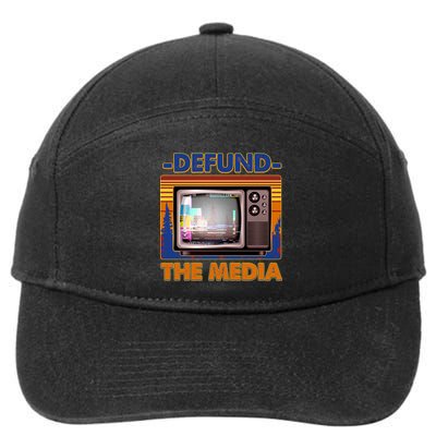 Retro Defund the Media Vintage TV Set 7-Panel Snapback Hat