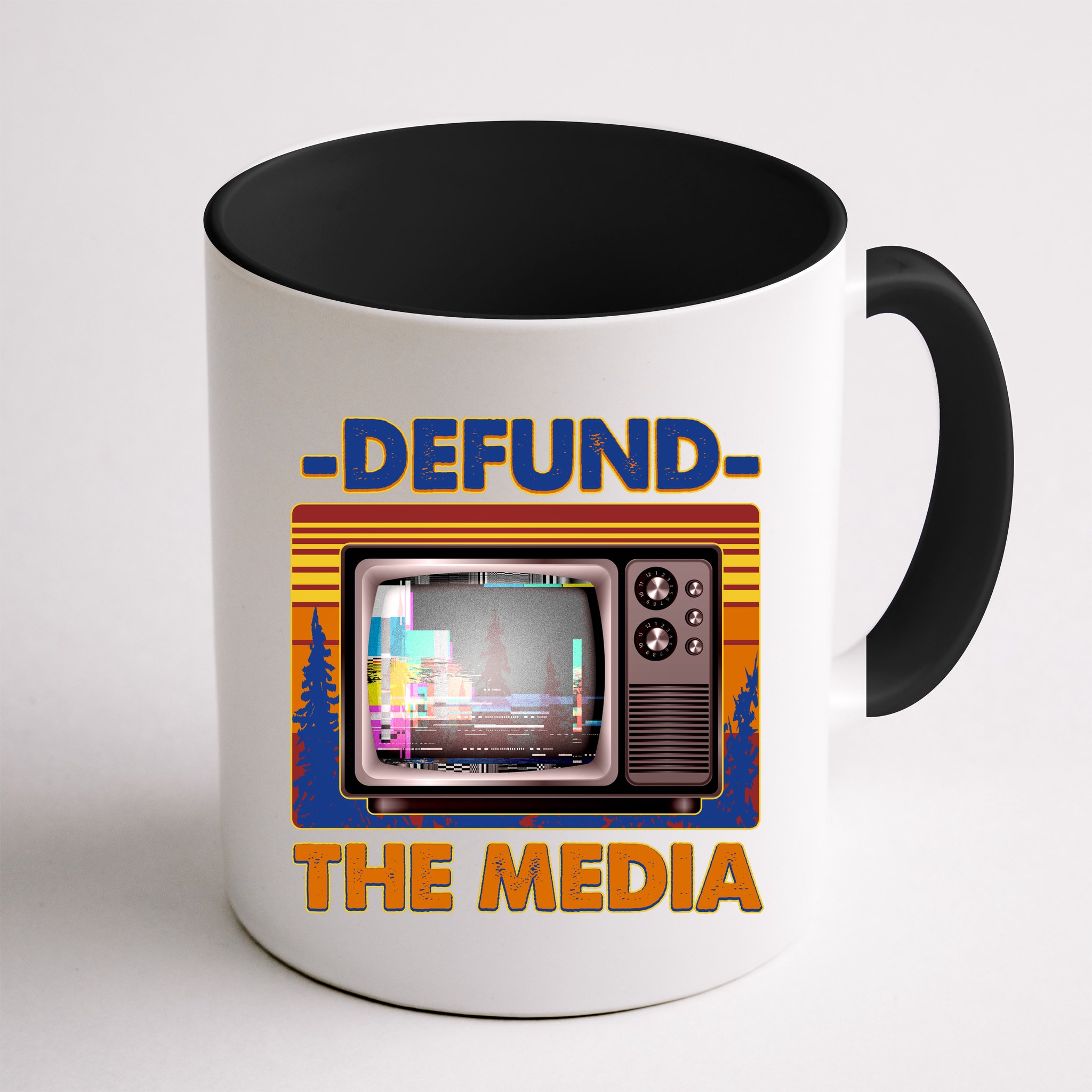Retro Defund the Media Vintage TV Set Mug