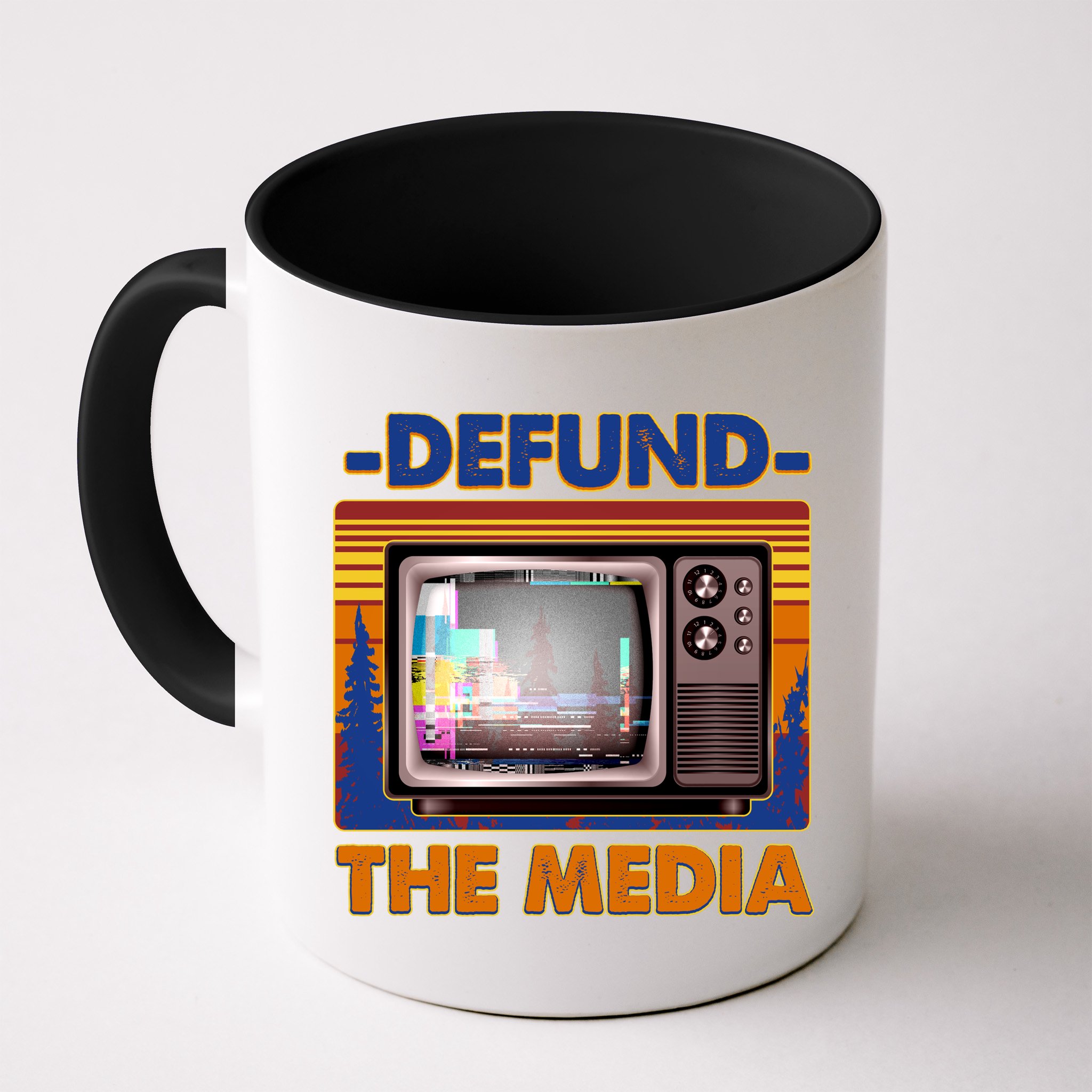 Retro Defund the Media Vintage TV Set Mug