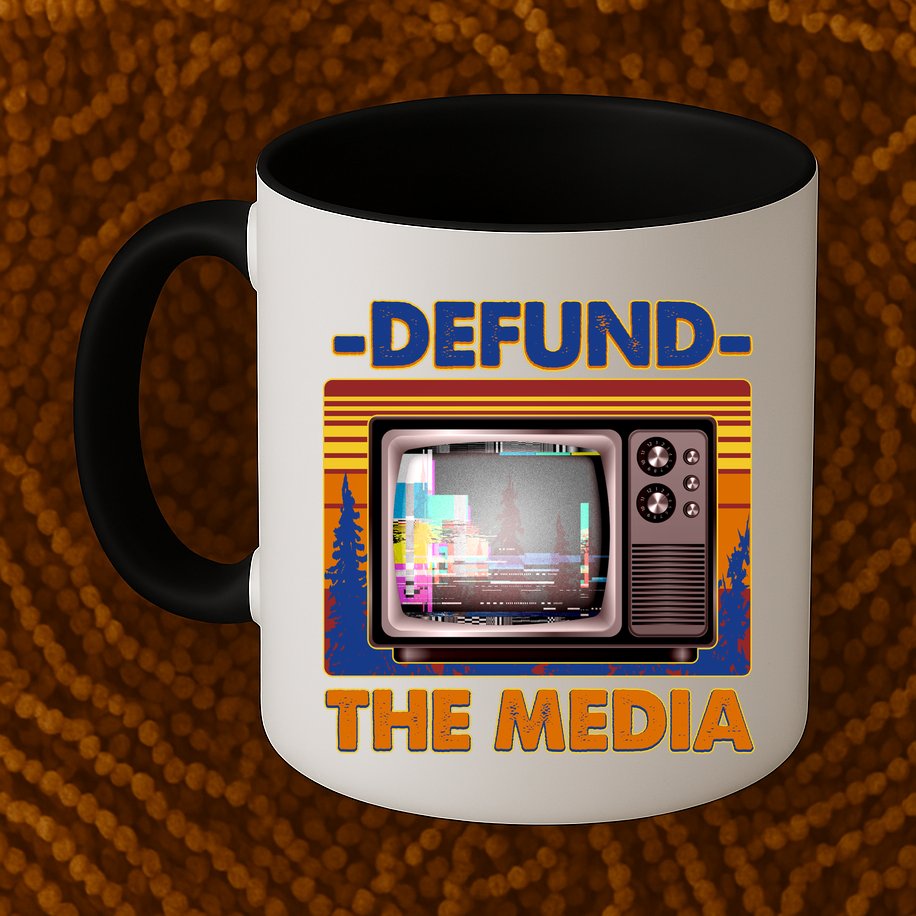 Retro Defund the Media Vintage TV Set Mug