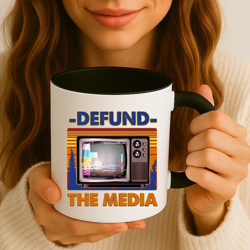 Retro Defund the Media Vintage TV Set Mug