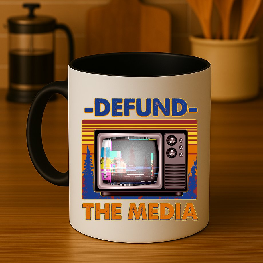 Retro Defund the Media Vintage TV Set Mug