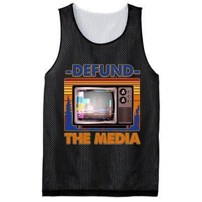 Retro Defund the Media Vintage TV Set Mesh Reversible Basketball Jersey Tank