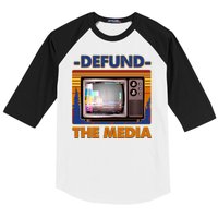 Retro Defund the Media Vintage TV Set Baseball Sleeve Shirt