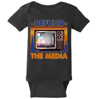 Retro Defund the Media Vintage TV Set Baby Bodysuit