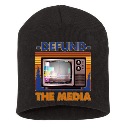 Retro Defund the Media Vintage TV Set Short Acrylic Beanie