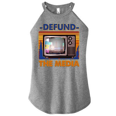 Retro Defund the Media Vintage TV Set Women’s Perfect Tri Rocker Tank