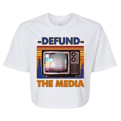 Retro Defund the Media Vintage TV Set Bella+Canvas Jersey Crop Tee