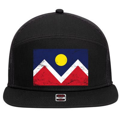 Retro Denver Colorado Flag 7 Panel Mesh Trucker Snapback Hat