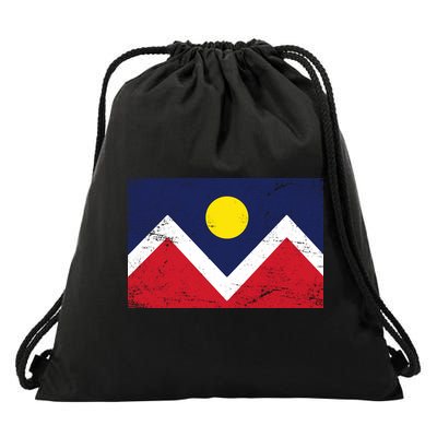 Retro Denver Colorado Flag Drawstring Bag