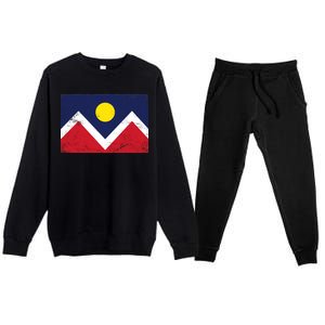 Retro Denver Colorado Flag Premium Crewneck Sweatsuit Set